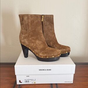 Veronica Beard New In Box Gavi Hazelwood suede boots. 3-1/2” heel 1 “ platform